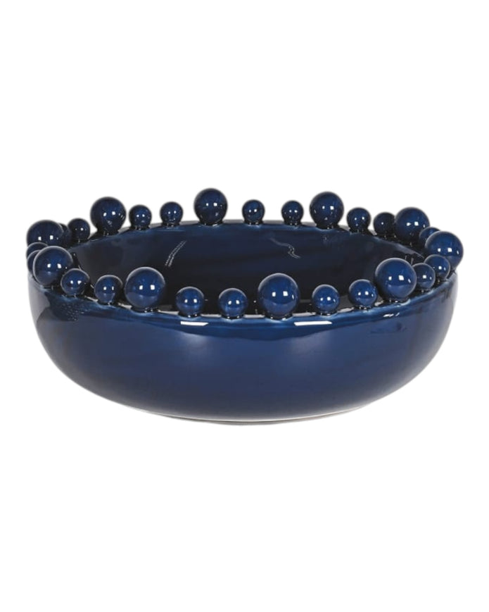 Extra large navy blue bowl with bobble-edged design, ideal for home decor from Coach House.