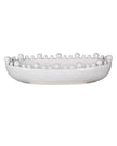 White oval bowl with large size and bobble-edged design, ideal for home decor from Coach House.