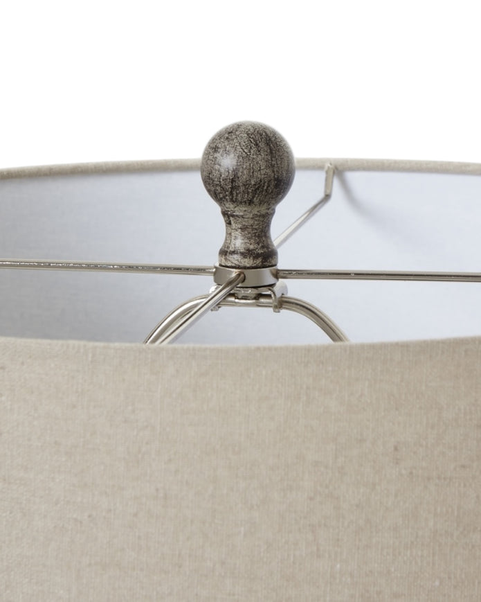 Ochre Wooden Table Lamp With Linen Shade