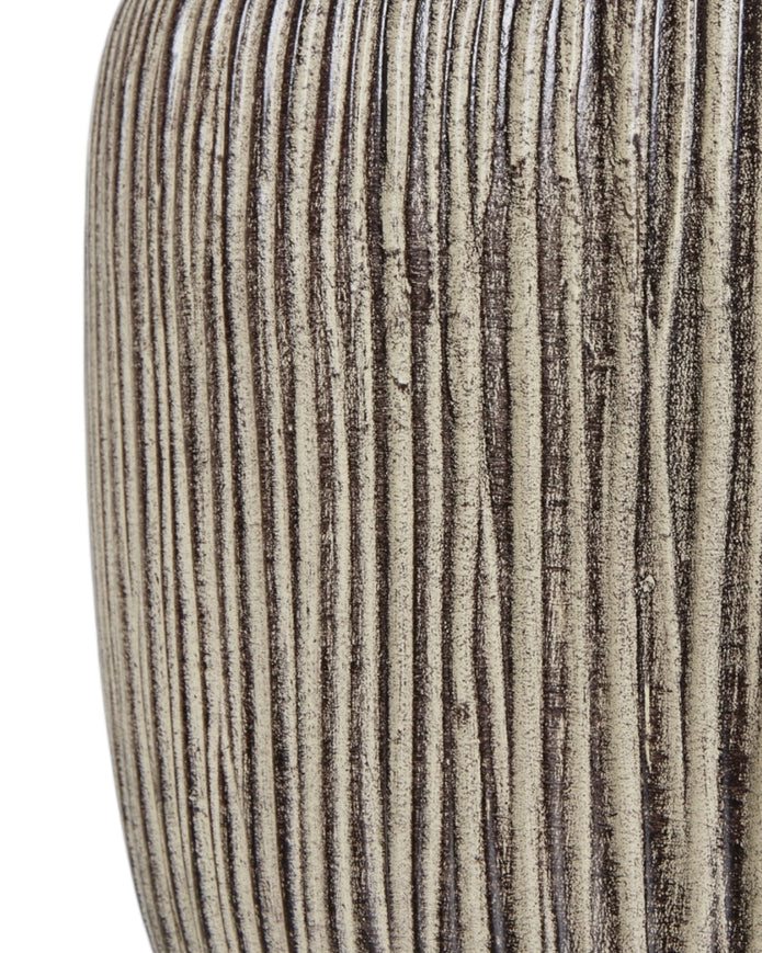 Ochre Wooden Table Lamp With Linen Shade