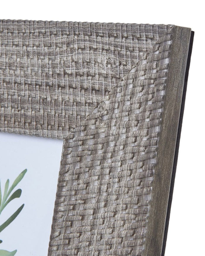 Neutral Wooden Photo Frame With Woven Border