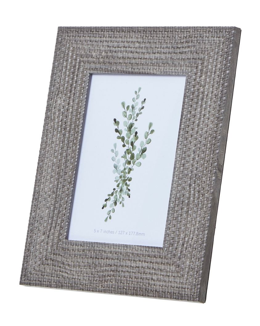 Neutral Wooden Photo Frame With Woven Border