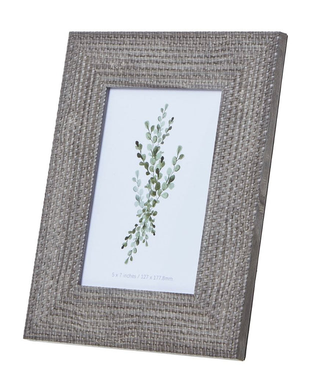 Neutral Wooden Photo Frame With Woven Border