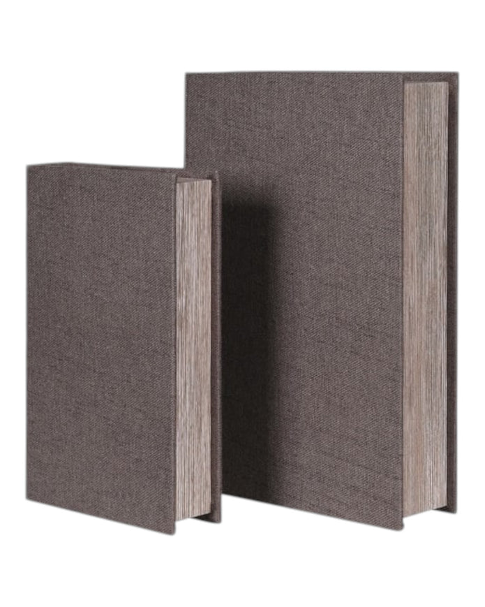 Set of two vintage grey storage book boxes by Coach House, stylish home decor for organizing books and accessories.
