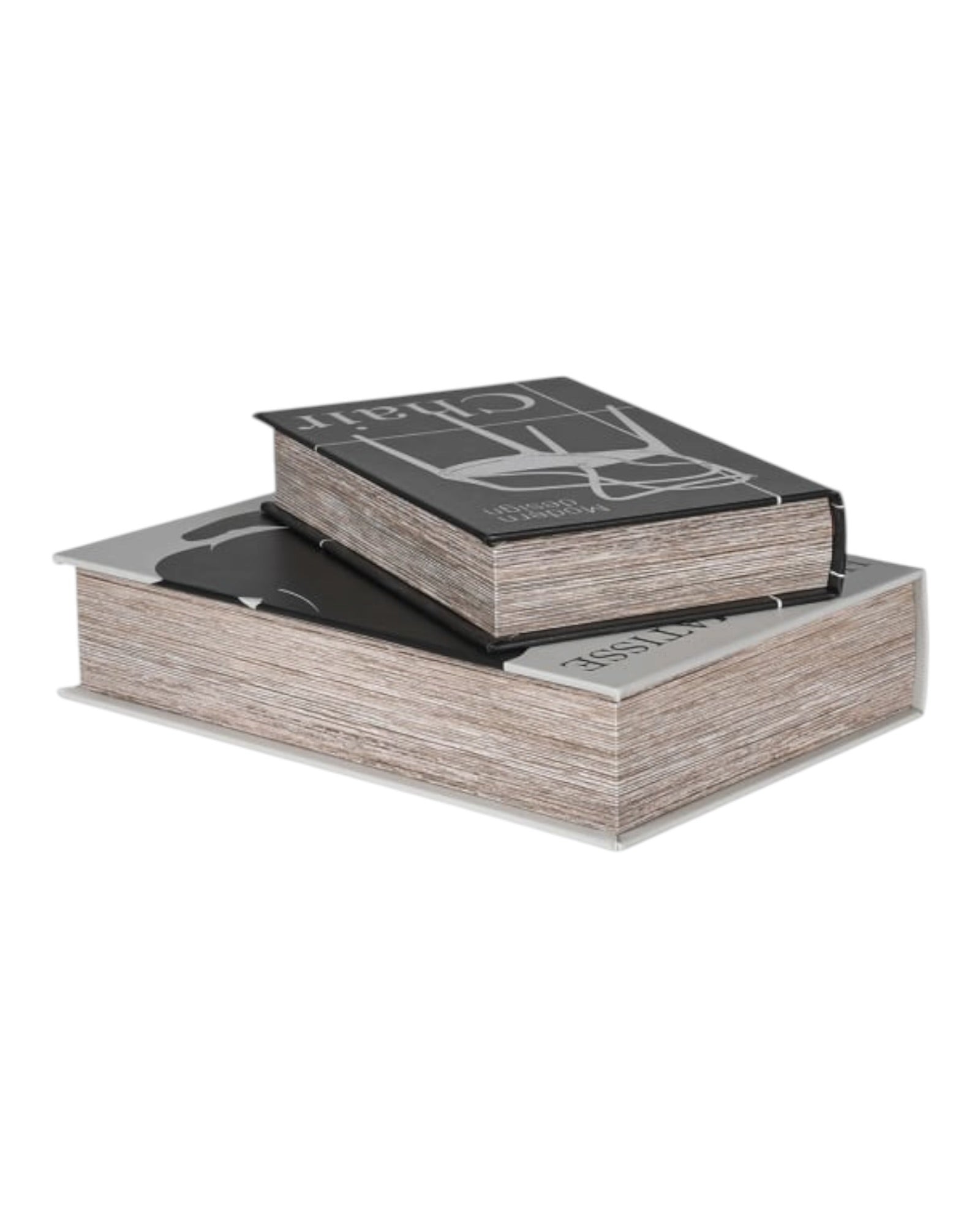Set of two Coach House modernist black and white storage book boxes for stylish home decor, featuring sleek geometric design.