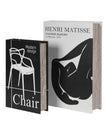 Set of two Coach House modernist black and white storage book boxes for stylish home decor organization.