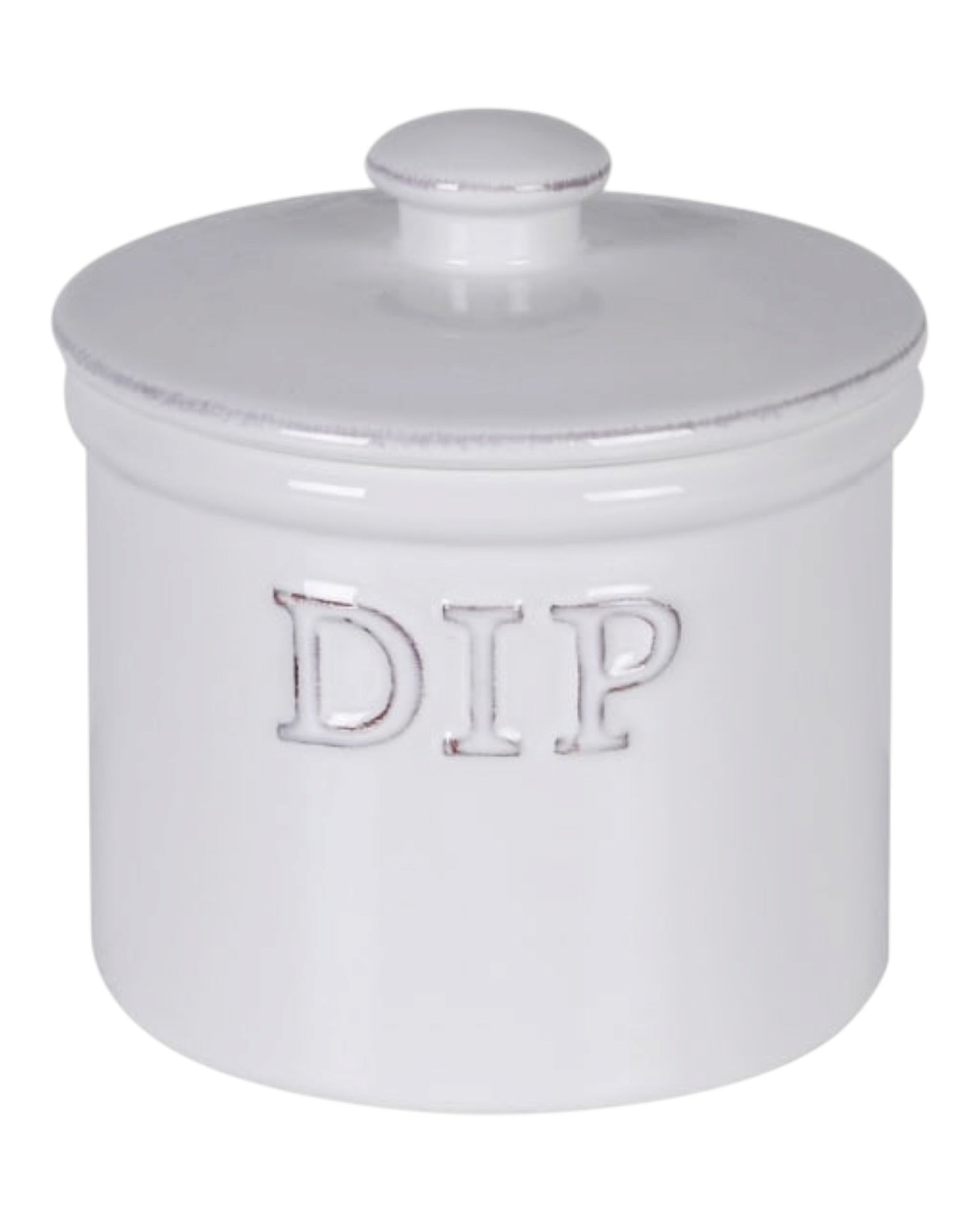 White ceramic stoneware dip jar by Coach House, ideal for kitchen and dining, with a smooth, glazed finish and classic design.