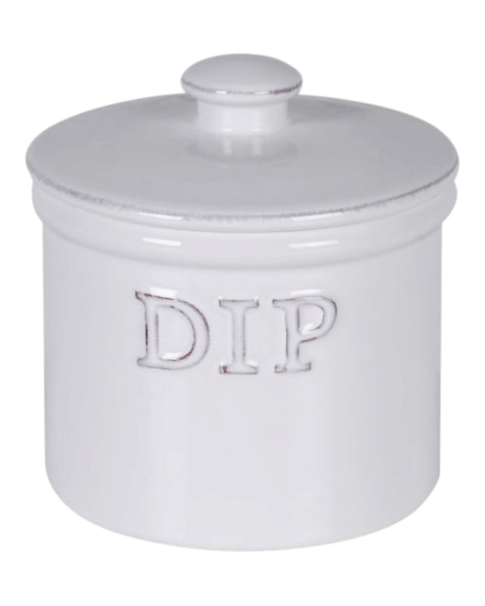 White ceramic stoneware dip jar by Coach House, ideal for kitchen and dining, with a smooth, glazed finish and classic design.