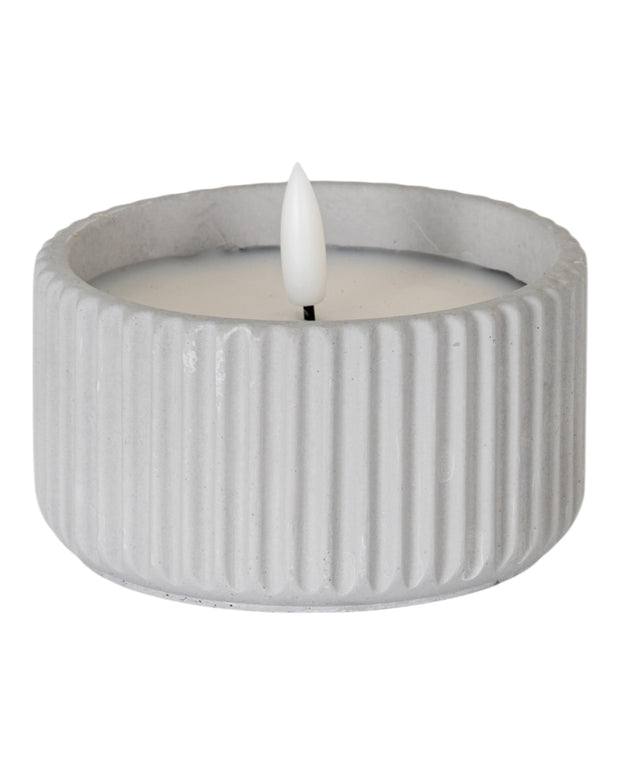 Natural Stone Ribbed Light Up LED Candle