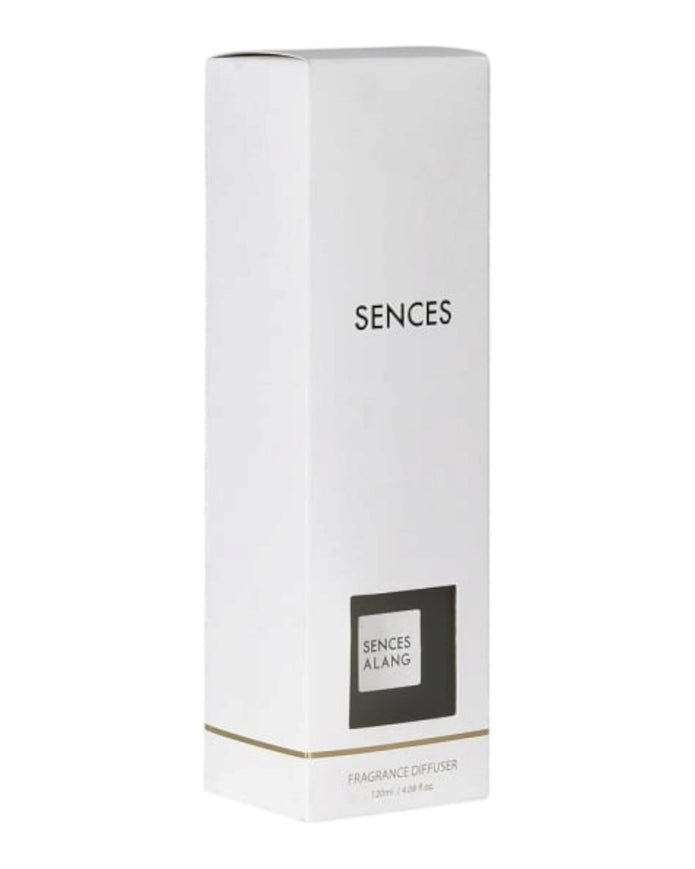 White Alang Alang small reed diffuser by Coach House with 120ml of home fragrance, featuring a sleek white bottle and reed sticks.