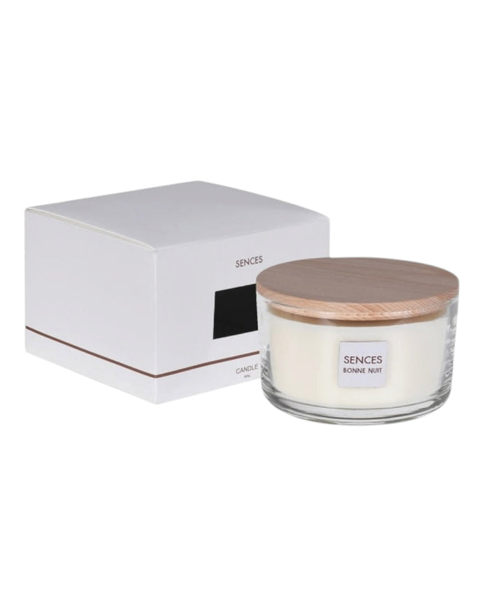 Coach House Sences Bon Nuit white 4-wick lidded candle with elegant design, perfect for creating a cozy ambiance.