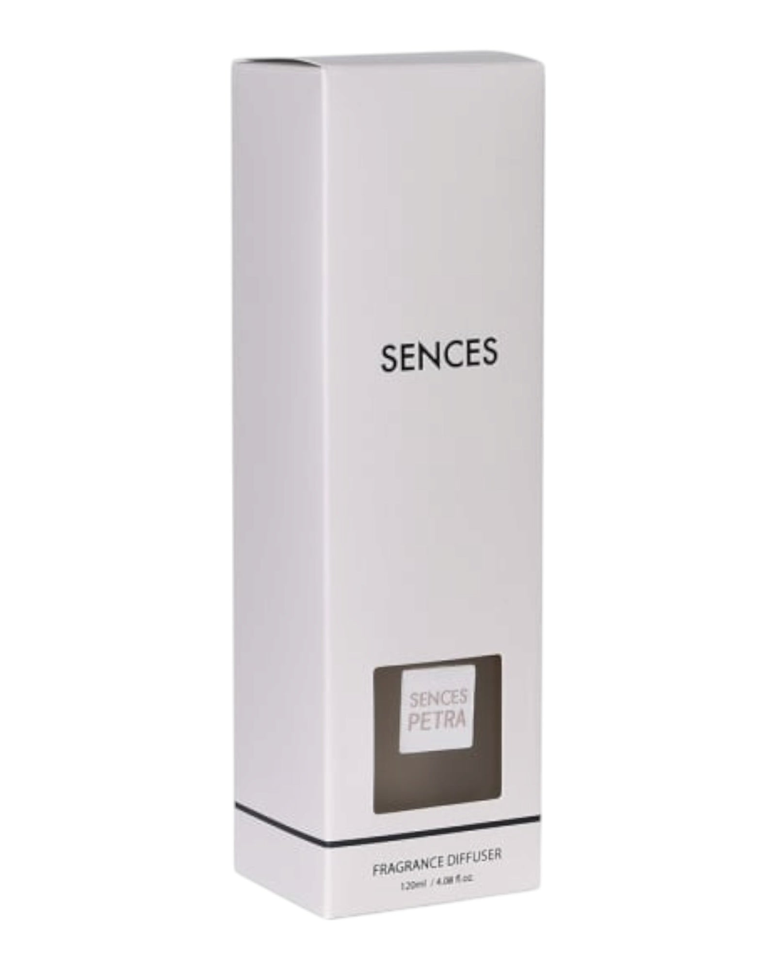 White Petra XL reed diffuser by Coach House with travertine top and pink pepper scent, showcasing the elegant home fragrance.