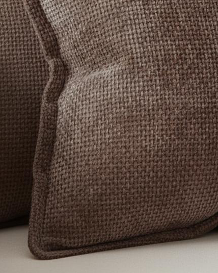 Chocolate brown woven design cushion cover from Starlight Express, showcasing soft furnishings with intricate woven texture.
