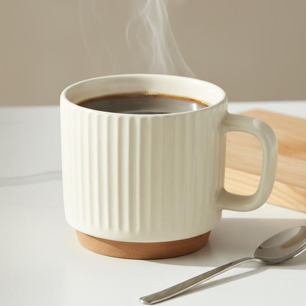 Cream and neutral ribbed ceramic mug from Starlight Express, ideal for kitchen and dining use, with a textured ribbed design.