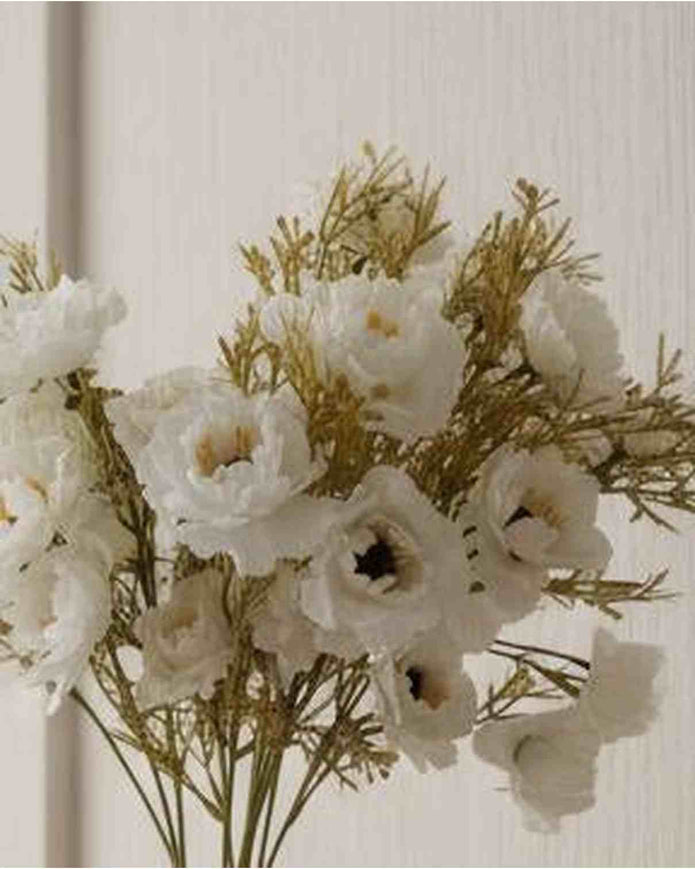 Artificial white and neutral poppy flower stem from Starlight Express, showcasing realistic, colorful silk flowers for home decor.
