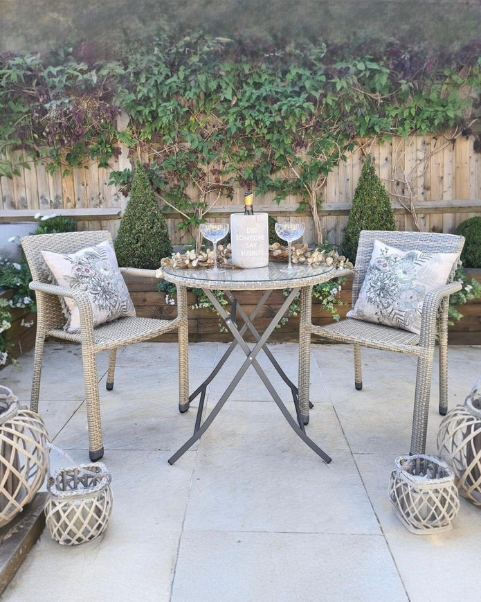 Natural rattan bistro garden furniture set with chairs and table by Pacific Lifestyle Ltd, ideal for outdoor patio dining.