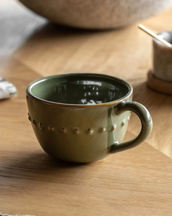 Olive Green Organic Beaded Mug
