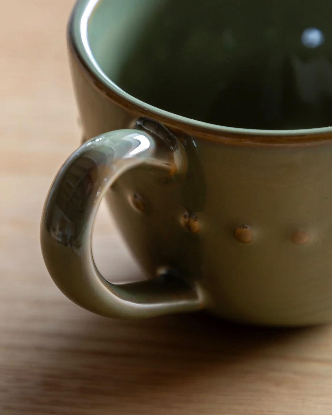 Olive Green Organic Beaded Mug