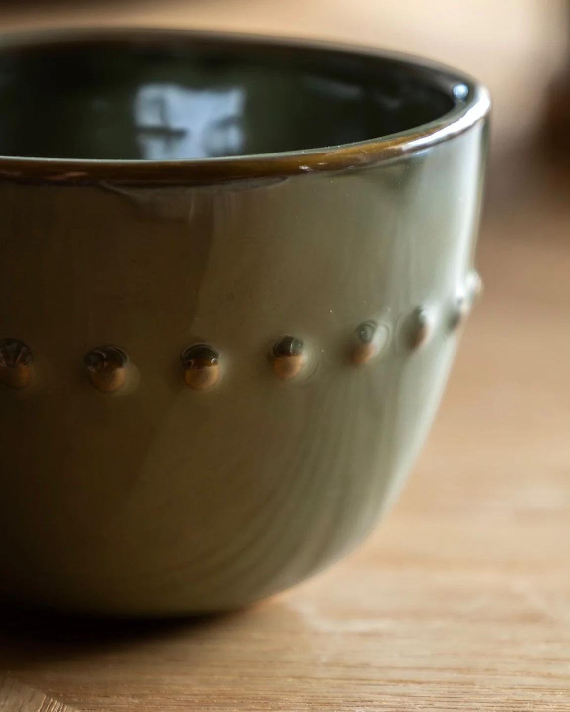 Olive Green Organic Beaded Mug