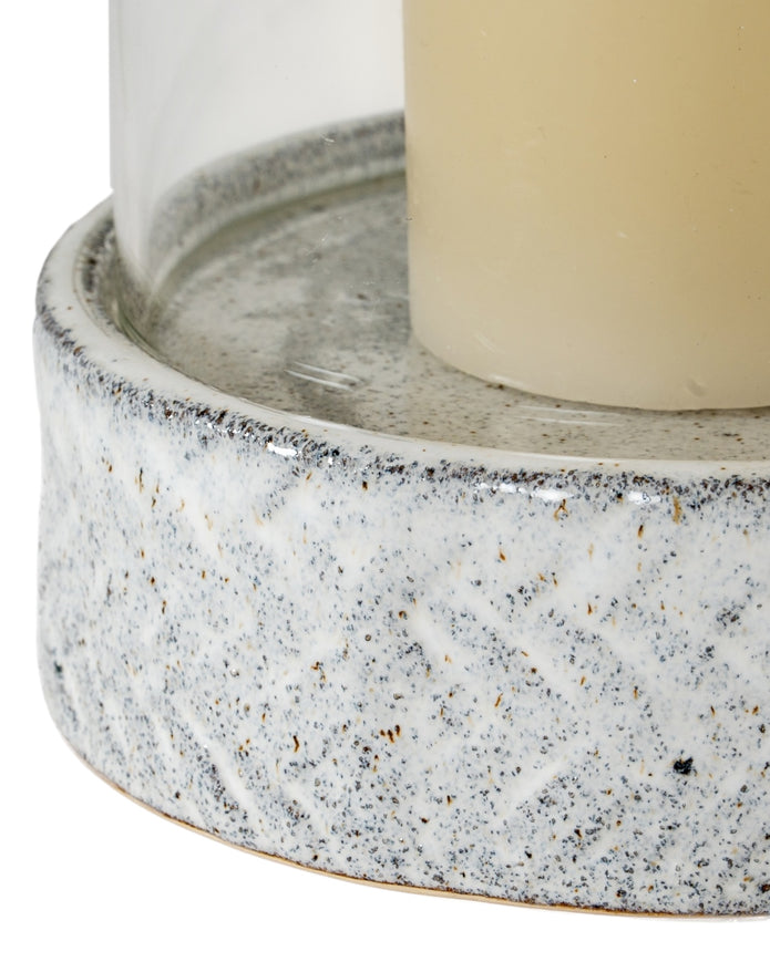 Sona White Ceramic Hurricane Candle Lantern