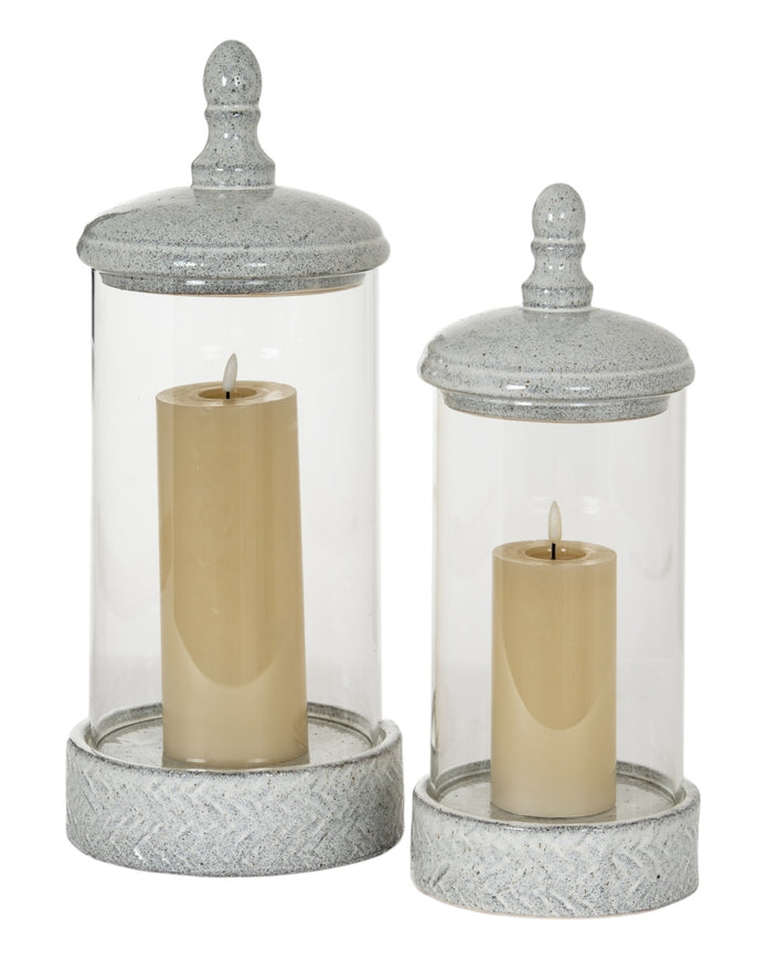 Sona White Ceramic Hurricane Candle Lantern