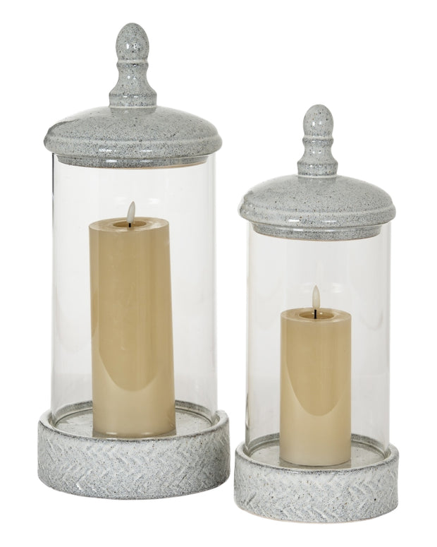 Sona White Ceramic Hurricane Candle Lantern