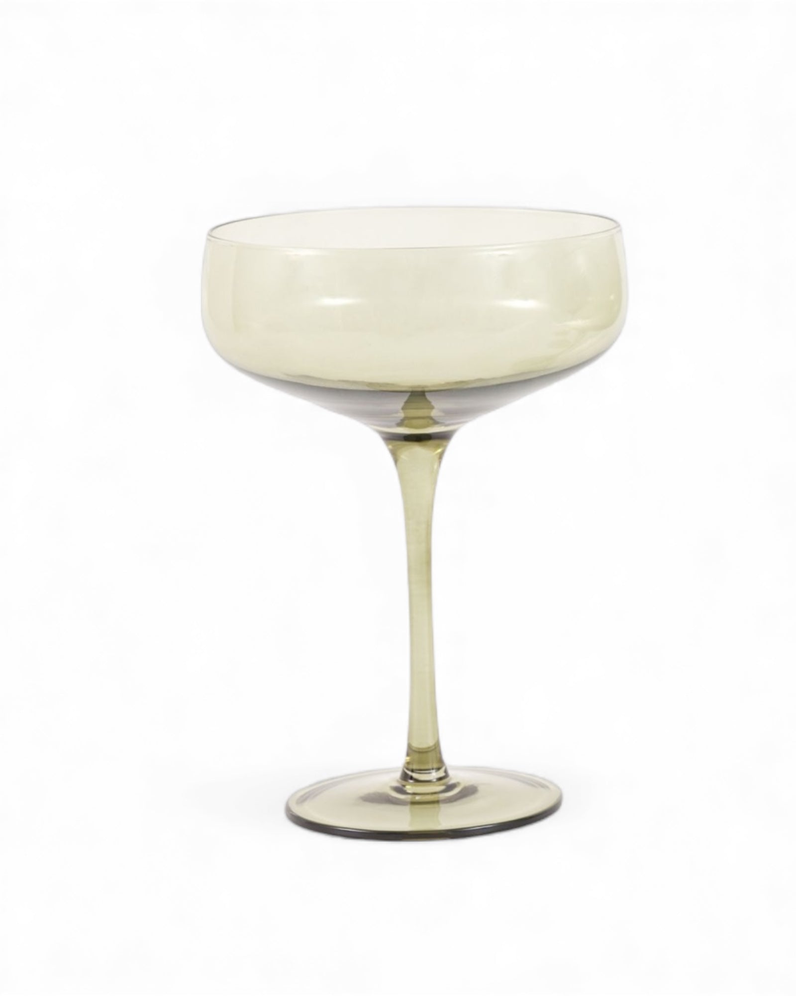 Smokey Olive Green Cocktail Coupe Glass