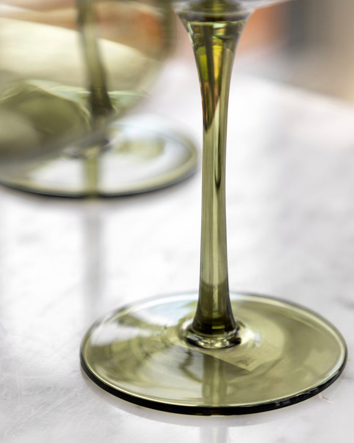 Smokey Olive Green Cocktail Coupe Glass