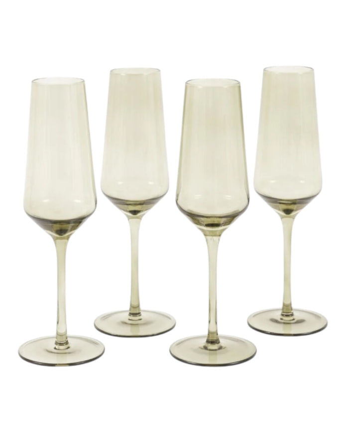 Smokey Green ChampagneFlute Glass