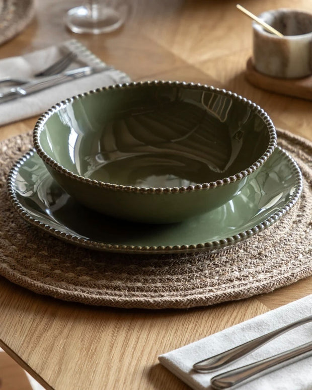 Olive Speckle Reactive Glaze Organic Pasta Bowl