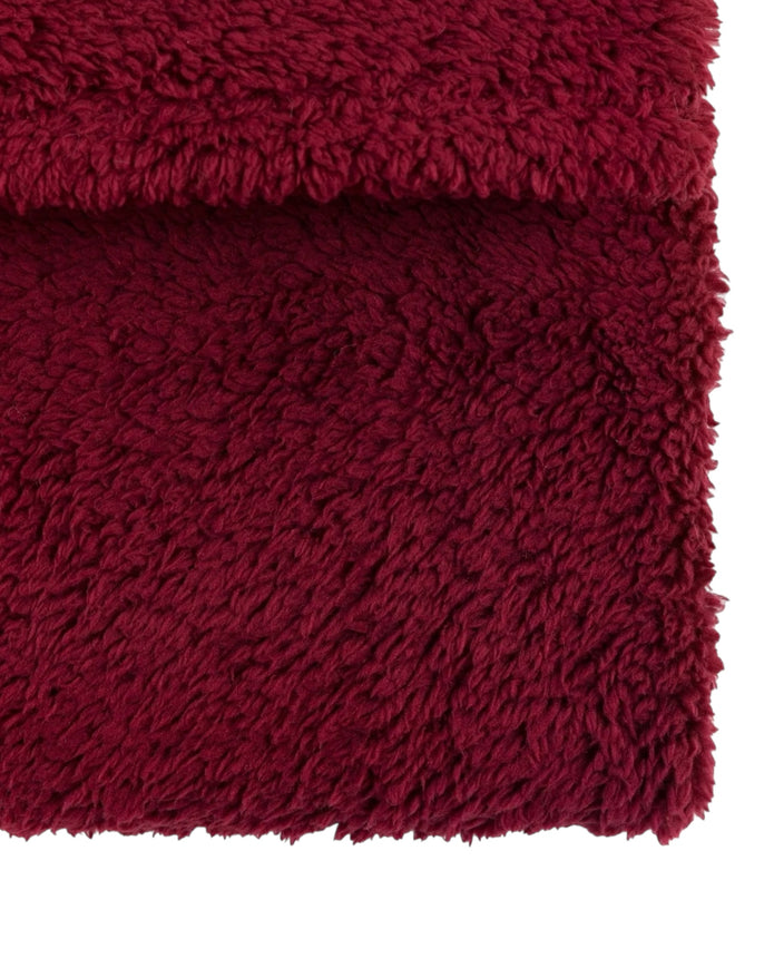 Burgundy Teddy Throw Blanket