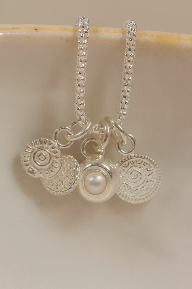 Sterling Silver Talisman Gemstone Cluster Necklace