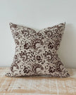 Ivy Chocolate Brown Floral Print Luxury Cotton Cushion Cover