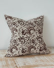 Ivy Chocolate Brown Floral Print Luxury Cotton Cushion Cover