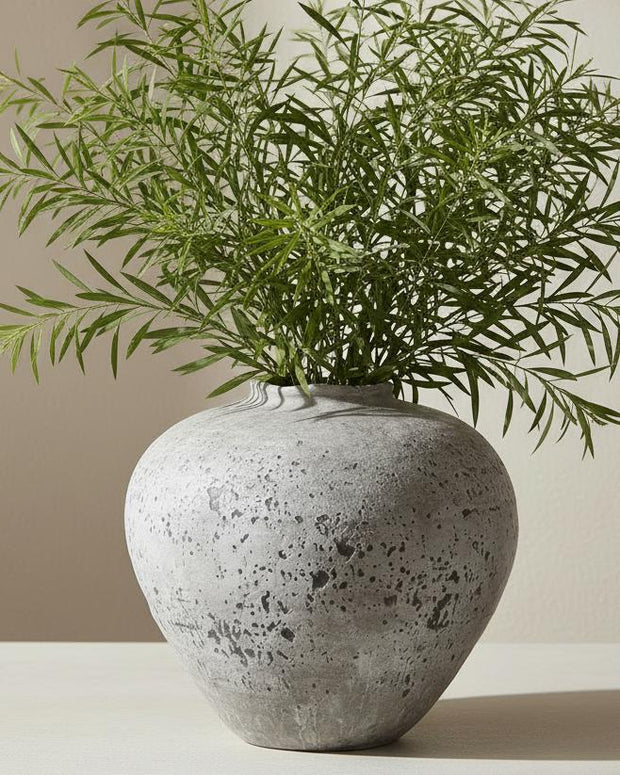 Rustic neutral stone vase from Hill Interiors with a matte finish, featuring a textured, natural stone appearance.