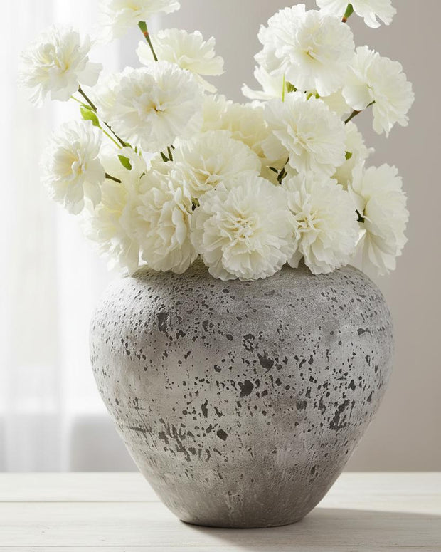 Rustic neutral stone vase from Hill Interiors, showcasing a textured matte finish and natural earthy tones.