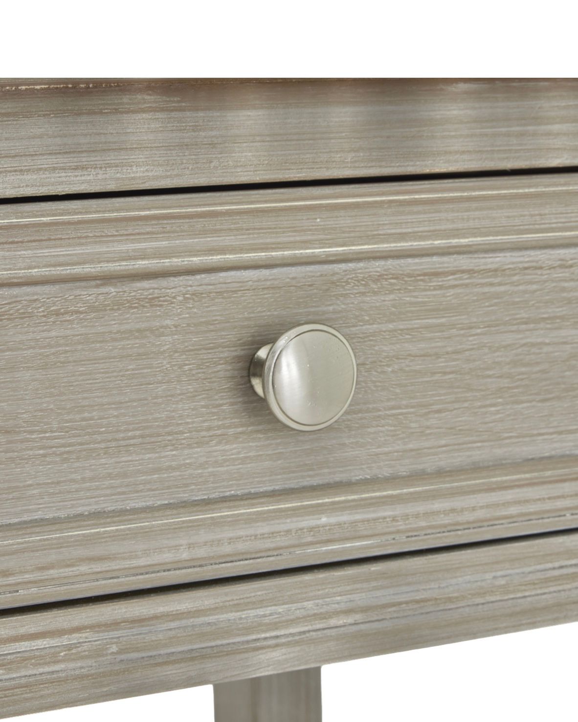 Four-drawer console table from Hill Interiors' Serene Collection, showcasing sleek wooden furniture with a smooth finish.