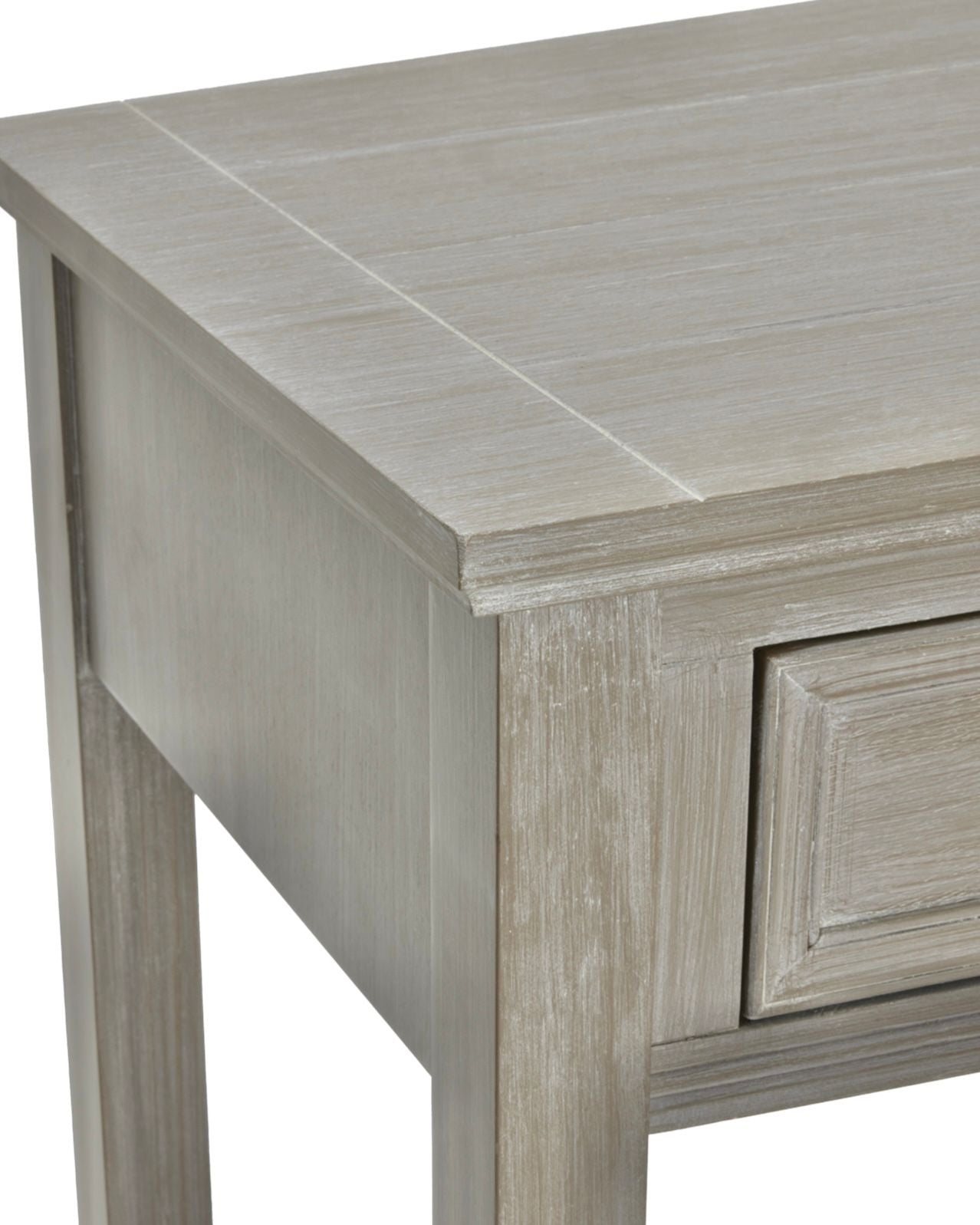 Hill Interiors Serene Collection four-drawer console table, modern furniture piece with sleek design and wooden finish.
