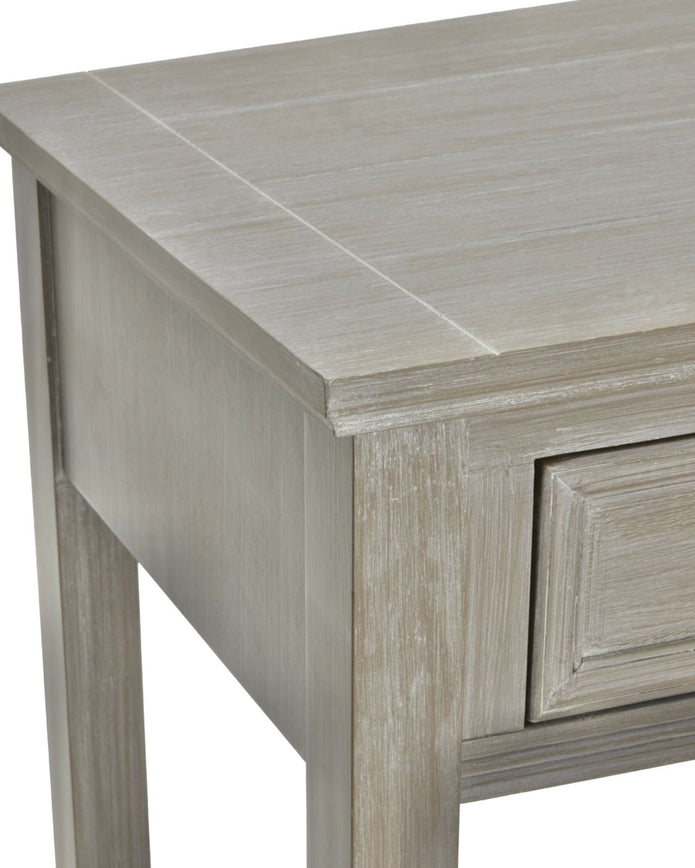 Hill Interiors Serene Collection four-drawer console table, modern furniture piece with sleek design and wooden finish.