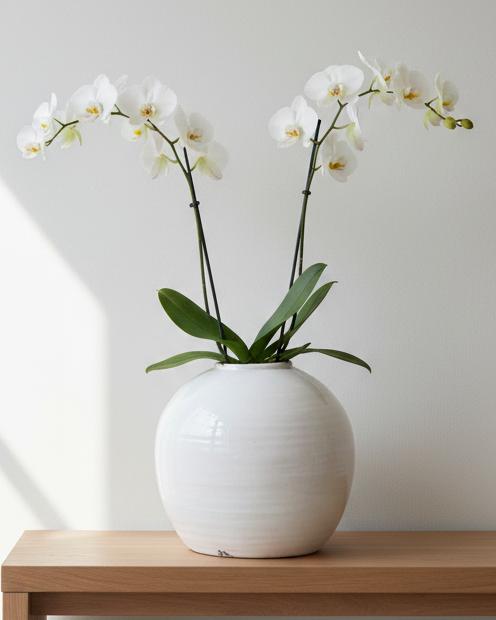 White glazed stone vase with a modern design, perfect for home decor from Hill Interiors.