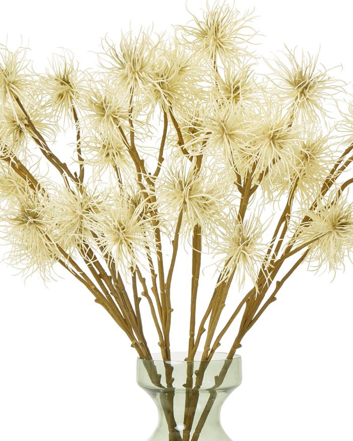 Artificial Classic Cream Xanthium stem from Hill Interiors, showcasing realistic cream-colored plant with detailed leaves.