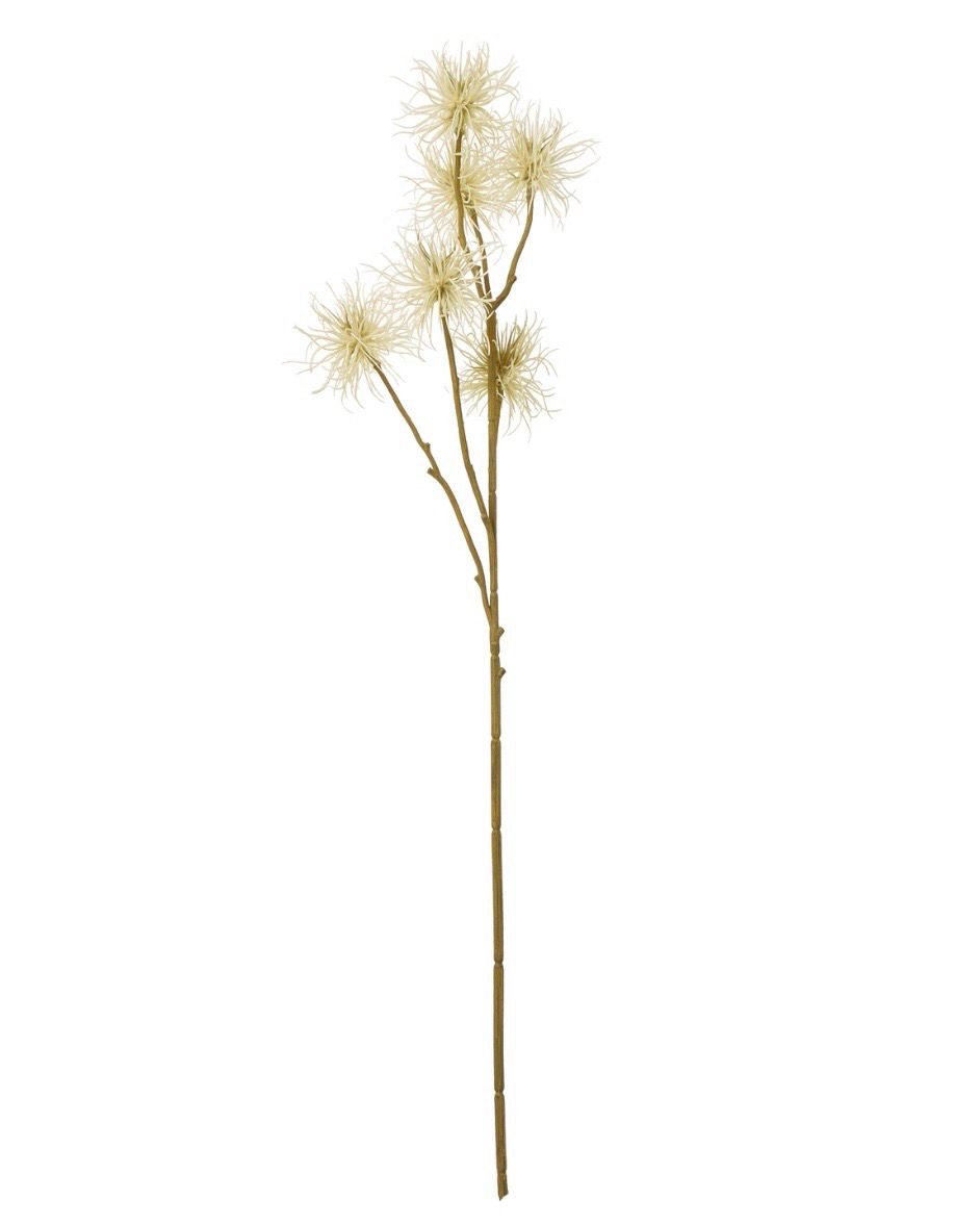 Artificial Classic Cream Xanthium stem from Hill Interiors, showcasing realistic cream-colored plant with textured leaves in a natural display.