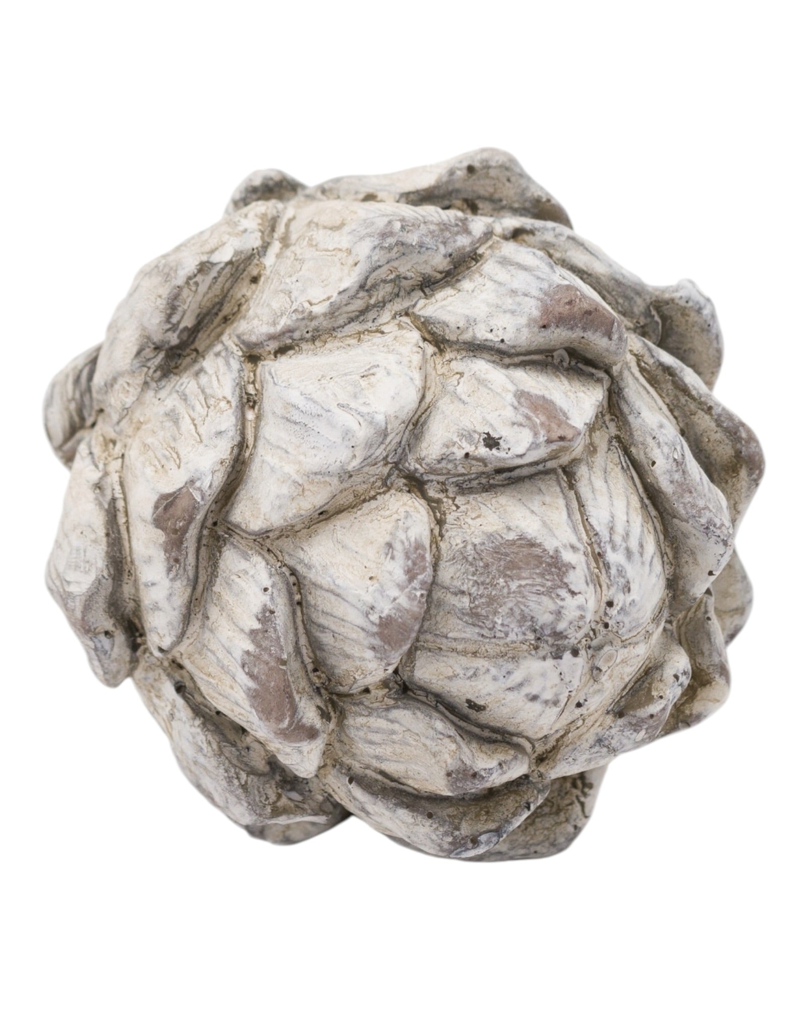 Decorative stone concrete artichoke sculpture for home decor by Hill Interiors, showcasing a detailed, natural artichoke design.