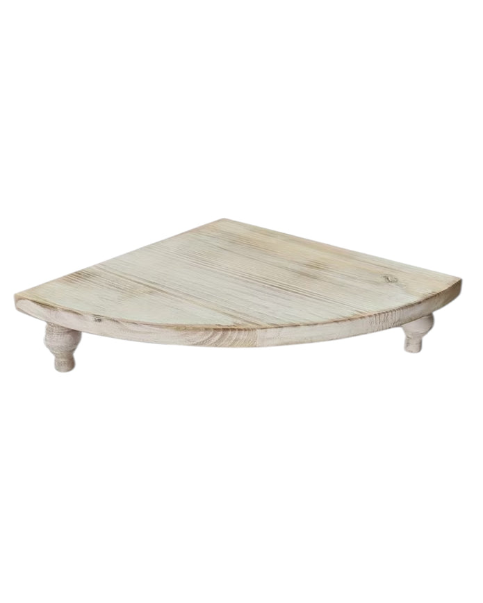 White wooden rustic display corner bench by Starlight Express, ideal for home decor with a charming, vintage-inspired design.