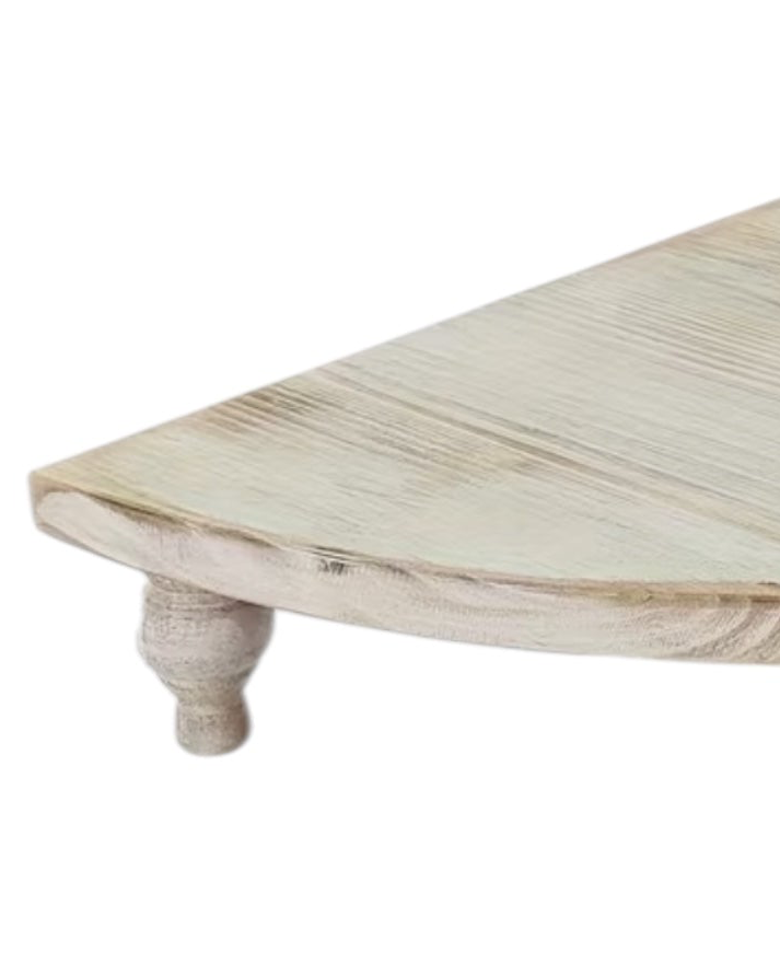 White wooden rustic display corner bench for home decor, featuring a charming Starlight Express design with natural wood finish.