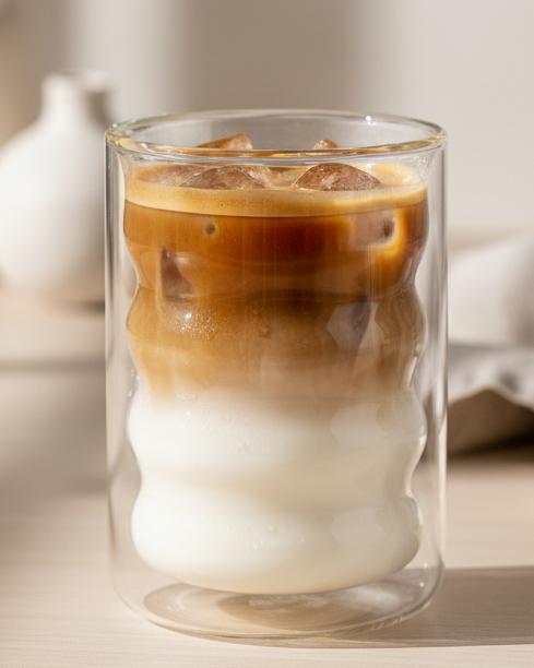 Starlight Express double walled bubble glass coffee mug for iced coffee, with a clear, stylish design perfect for kitchen and dining use