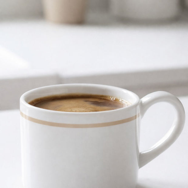 White organic Delilah mug by Coach House, ceramic kitchen and dining cup with a clean, modern design.