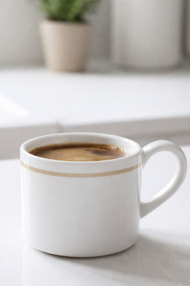 White organic Delilah mug by Coach House, ceramic kitchen and dining cup with a clean, modern design.
