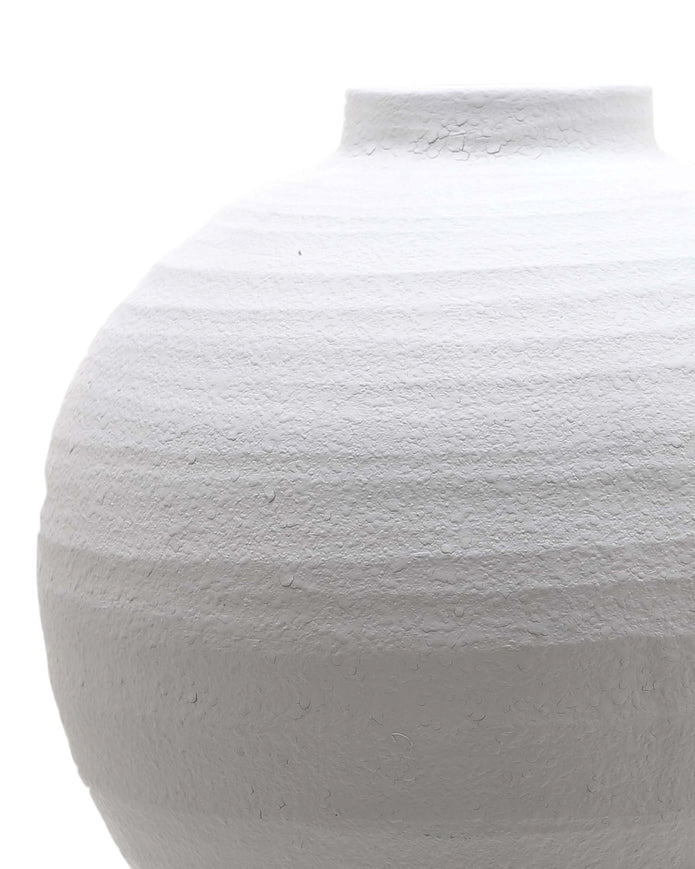 Tiber Matt White Stone Vase by Hill Interiors, modern decorative vase with a smooth matte finish, suitable for floral arrangements.