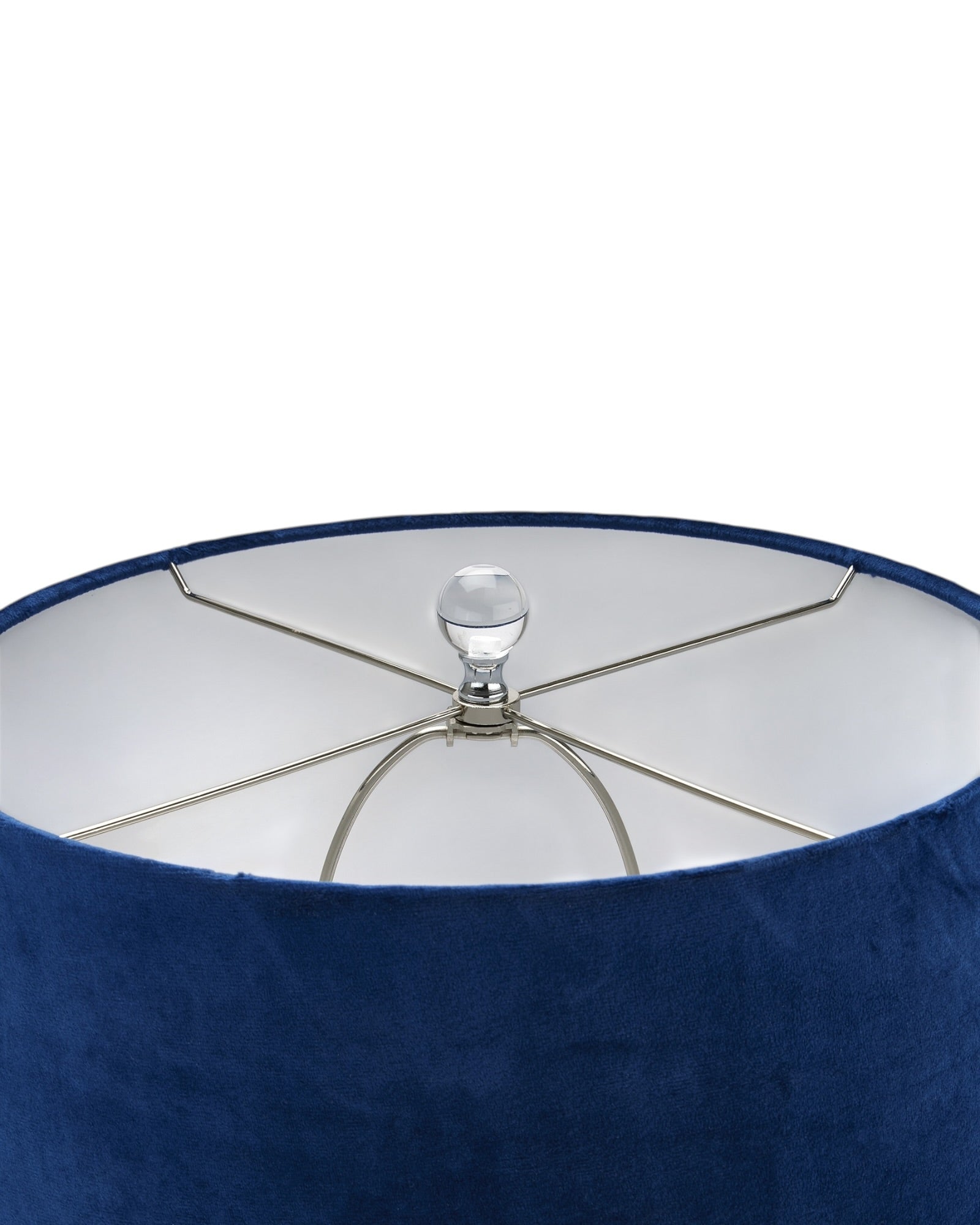 Navy blue glass lamp from Hill Interiors with a sleek lighting design, perfect for modern home decor.